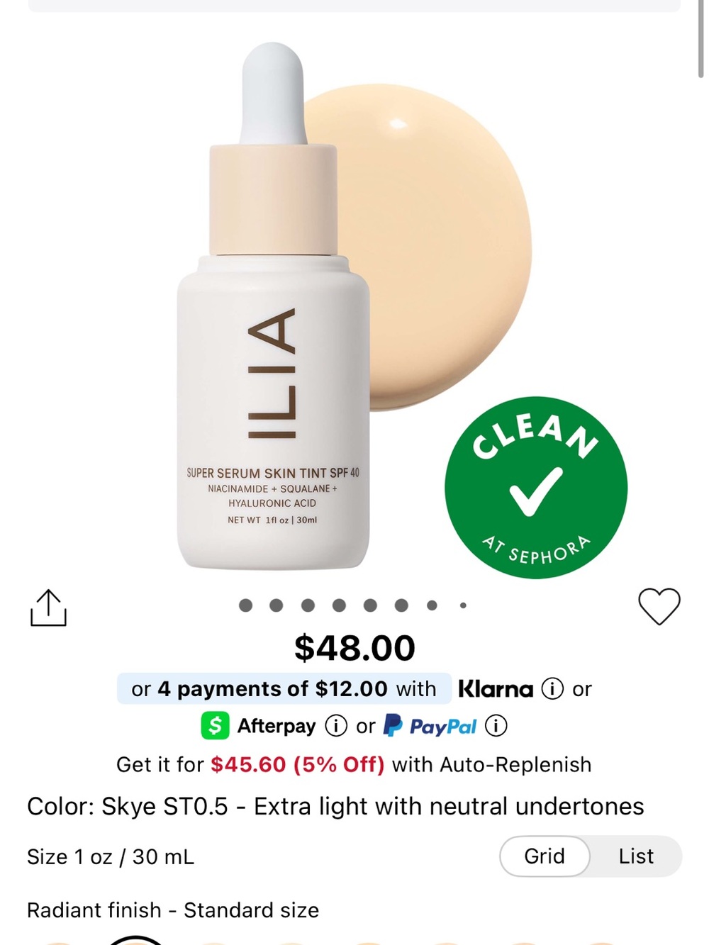 ILIA Super Serum Skin Tint SPF 40 Skye